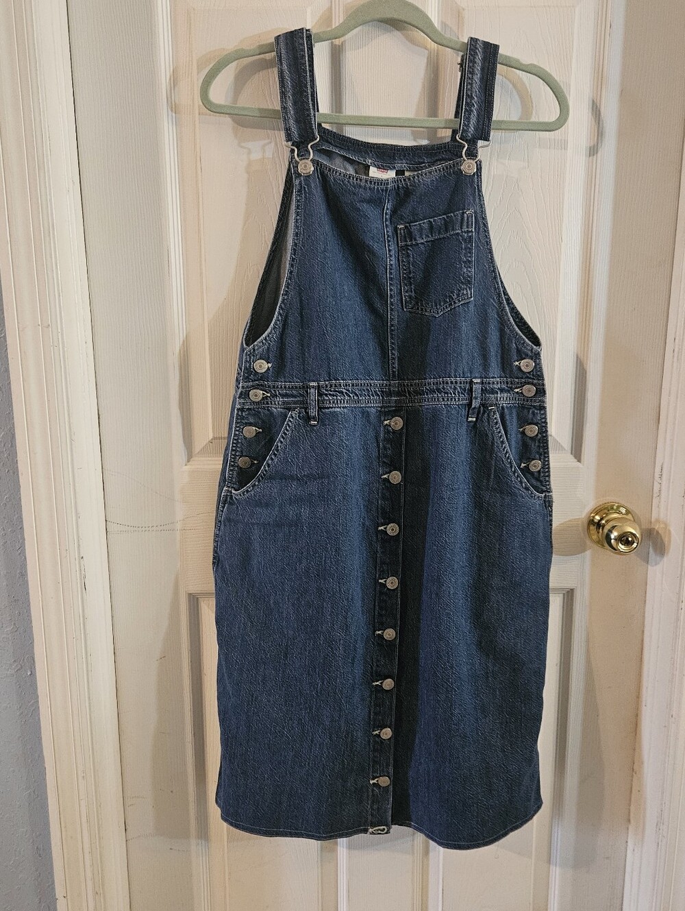 Levis Rare Vintage Two Horse Overall Dress Large Denim Jean Jumper Western *READ